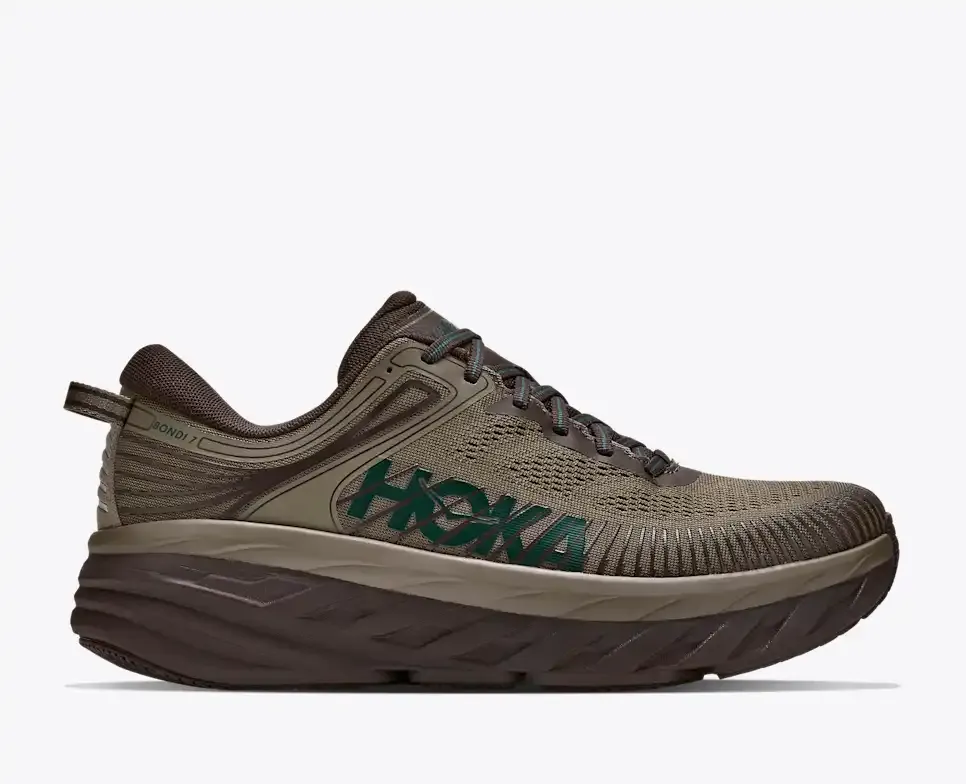 HOKA Bondi 7 Antique Olive Cast Iron - Men's Running Shoes & Trainers - front view