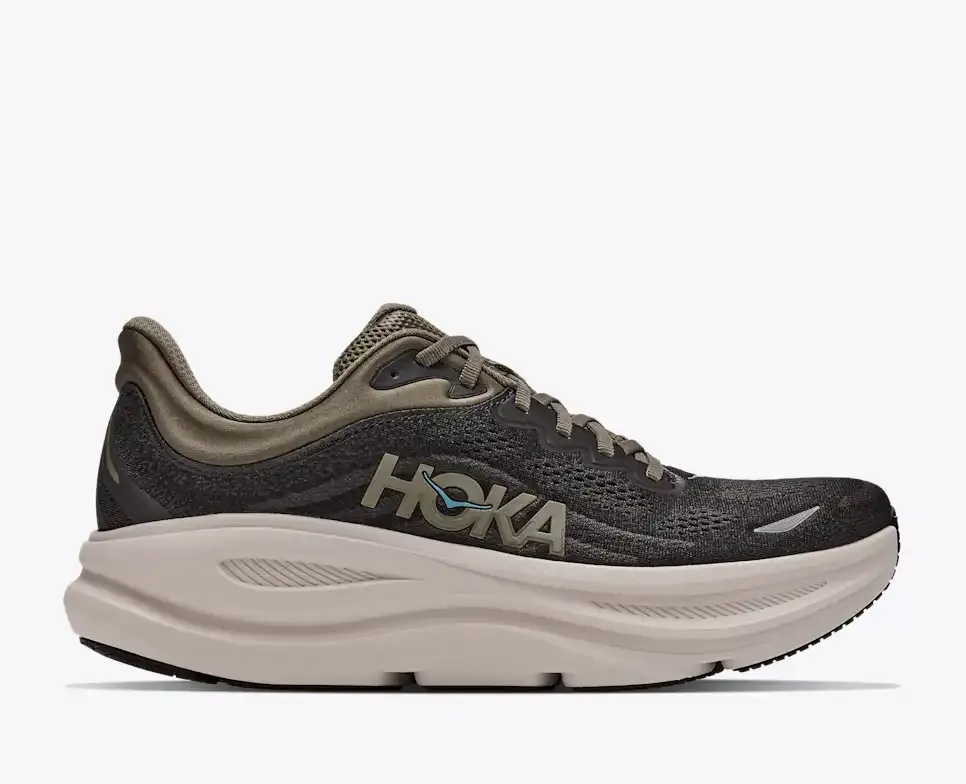 HOKA Bondi 9 Black River Rock Grey - Men's Road Running Shoes & Trainers - front view