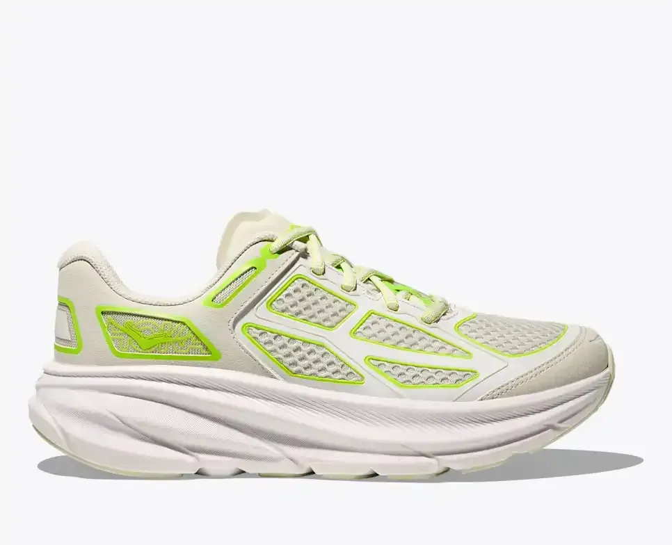 HOKA Clifton One9 Truffle Salt Neon Lime - Men's Running Shoes & Trainers - front view