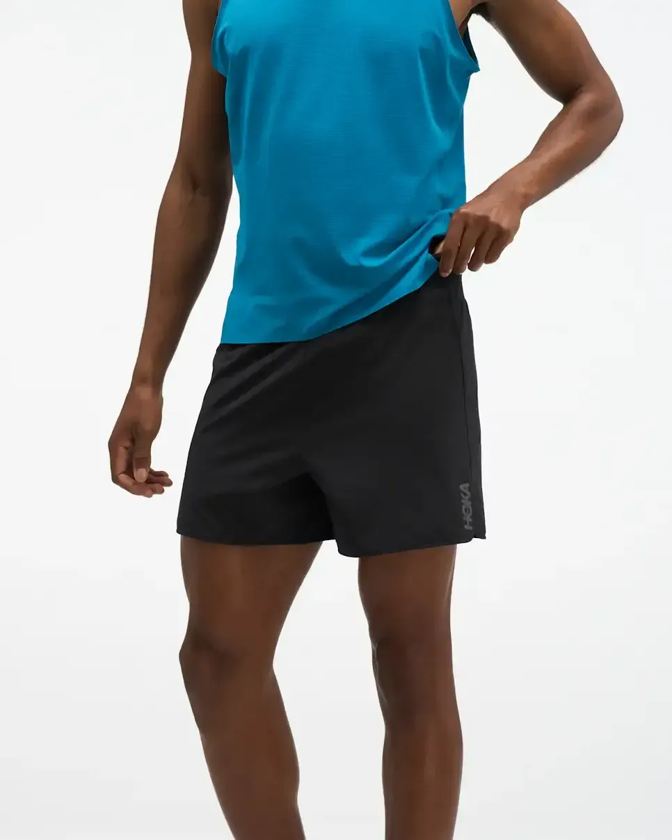 HOKA Glide Short 5” Brief Black - Men's HOKA Exclusives - front view