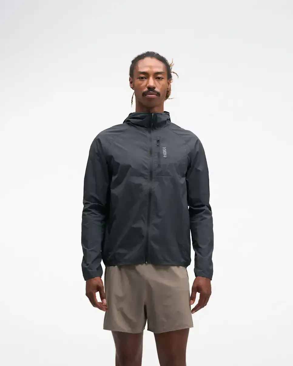 HOKA SkyFlow Wind Jacket Black - Men's Running Clothing & Gear - front view