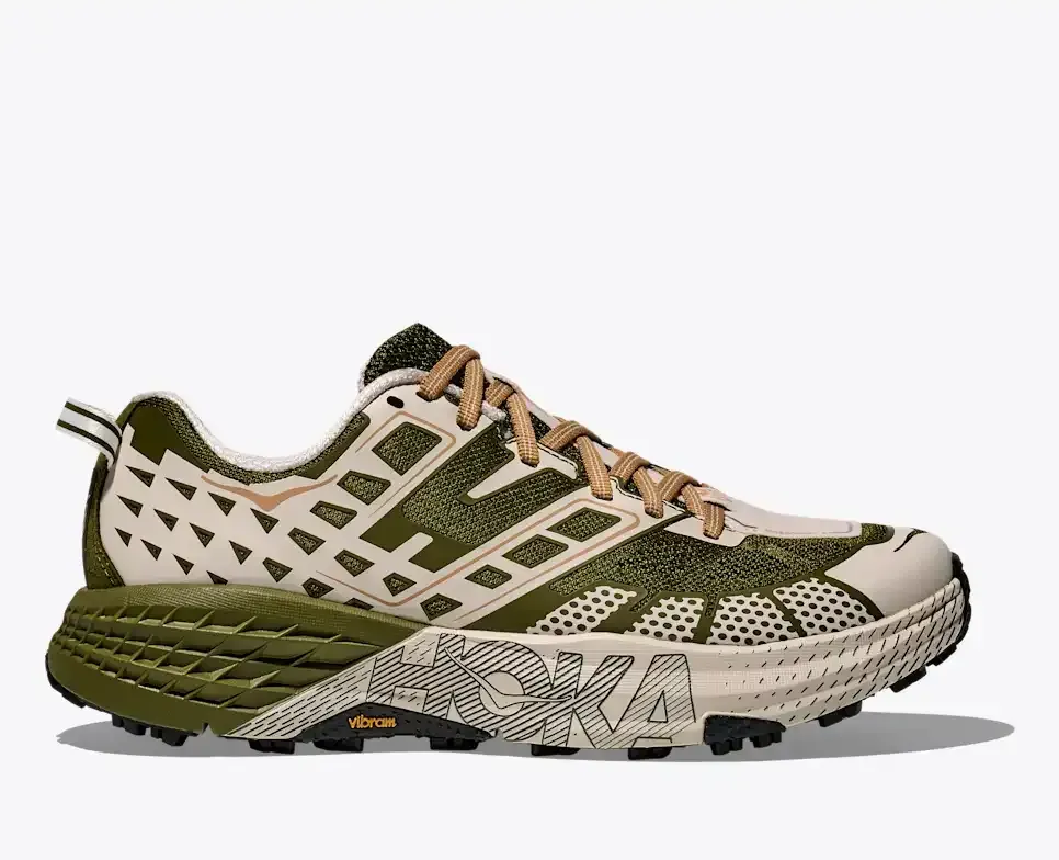 HOKA Speedgoat 2 Moss Green Rose Cream - Men's Running Shoes & Trainers - front view
