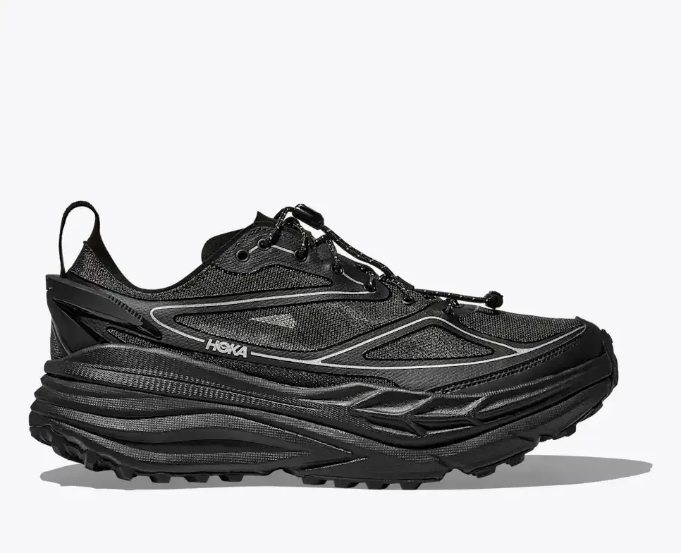HOKA Stinson One7 Black Silver - Men's Running Shoes & Trainers - front view