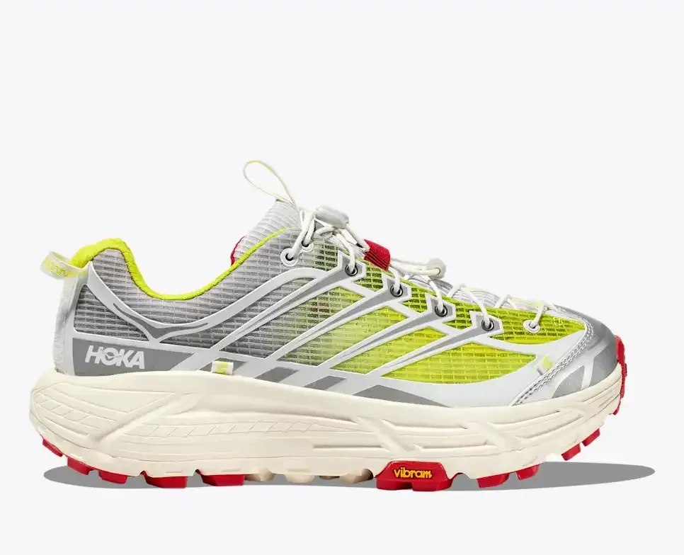 HOKA x Nicole McLaughlin Mafate Three2 White Neon Yellow - Men's Running Shoes & Trainers - front view