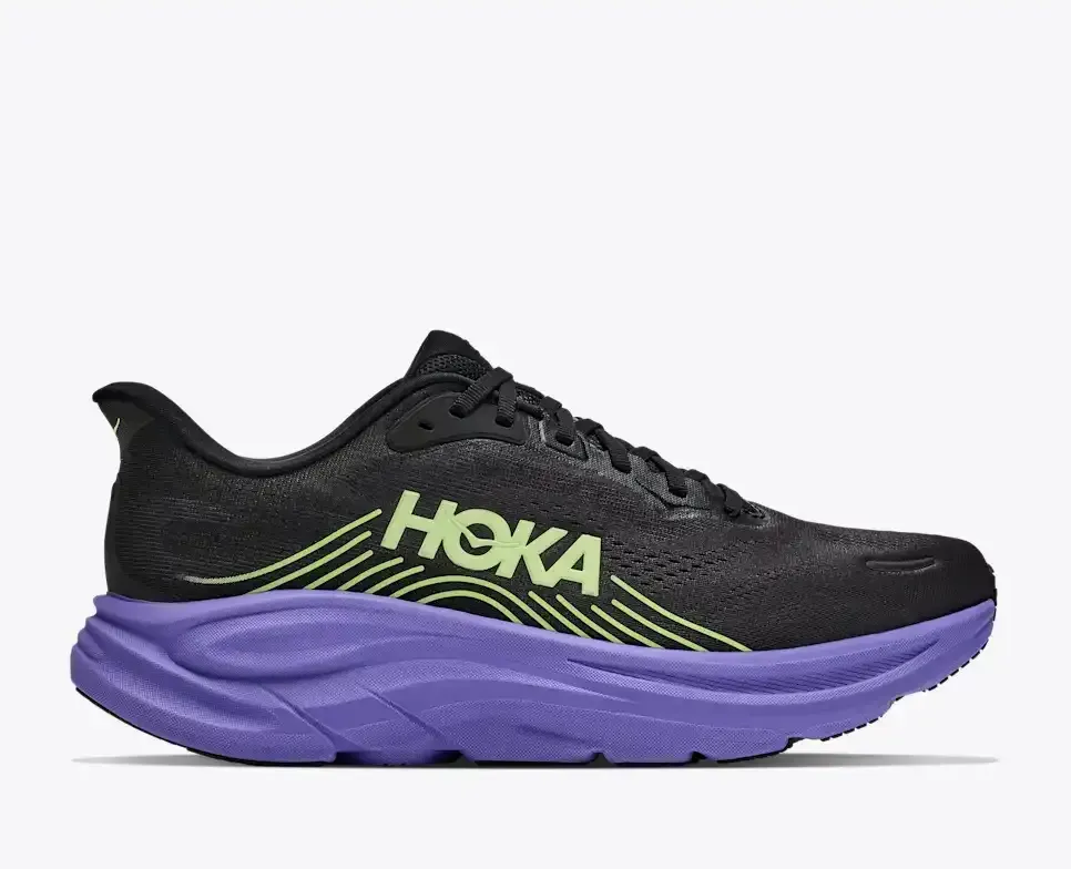 HOKA Clifton 11 Black Neon Yuzu - Men's Road Running Shoes & Trainers - front view