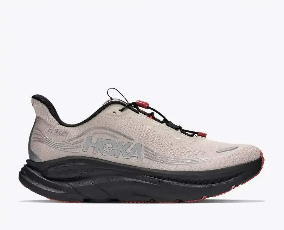 HOKA Clifton 11 GORE-TEX® River Rock Grey Carbon Black - Men's Road Running Shoes & Trainers - front view