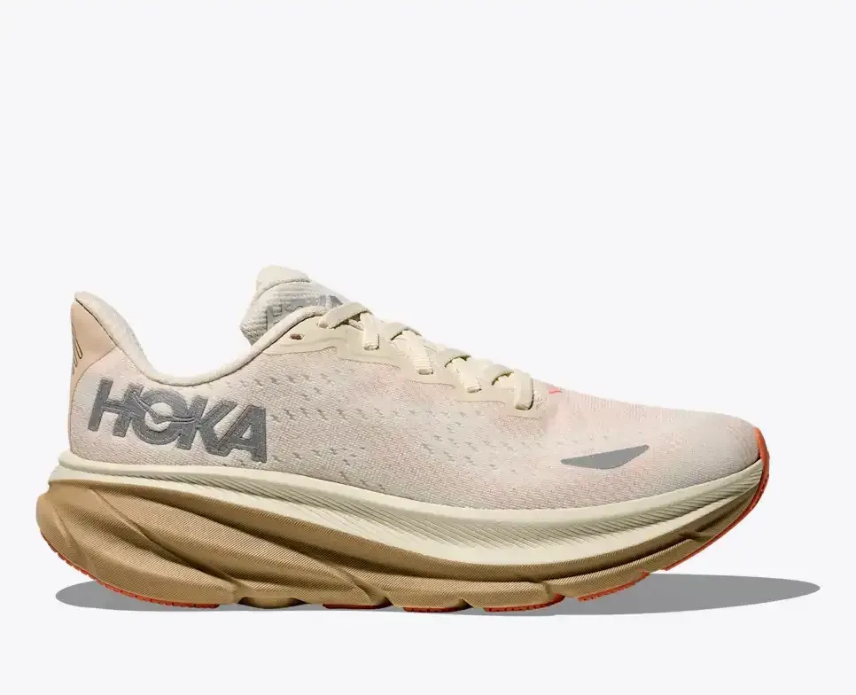 HOKA Clifton 9 GORE-TEX Eggshell Khaki (Women’s) - Road Running Shoes - front view
