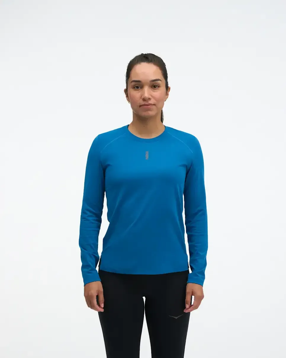 HOKA EveryRun Long Sleeve Night Glow Blue (Women’s) - Women's HOKA Exclusives - front view